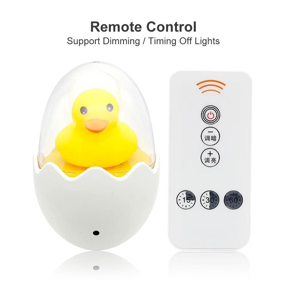 Timing Remote Control Wall Socket LED Night Light 110V 220V EU Plug Lovely Cartoon Yellow Duck Light Sensor LED Night Lamp unicorn night light Night Lights