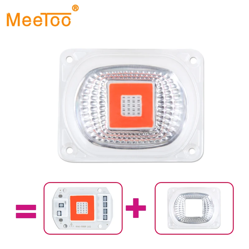 

Full Spectrum COB LED Grow Light Lamp Chip+Lens Reflector 50W 30W 20W 220V 110V Grow Led Chip For Plants Greenhouse Grow Tent