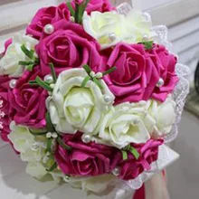 Изготовленный На Заказ Розовый цвет оптом Роза подружки невесты свадебное цветочное Мыло свадебный букет из роз лента поддельный Свадебный букет de noiva