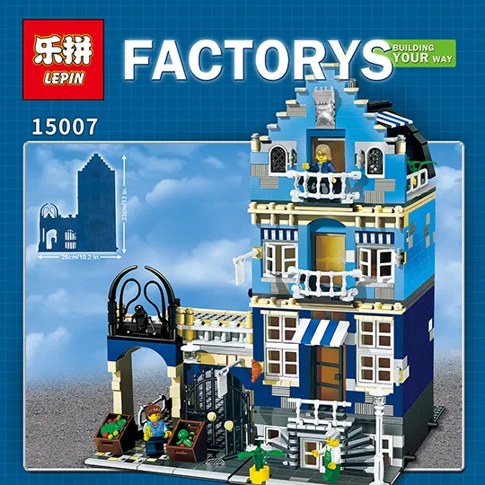 

Lepin 15007 Factory City Street European Market Model Building Block Set Bricks Kits DIY Compatible 10190 for kids gift toys