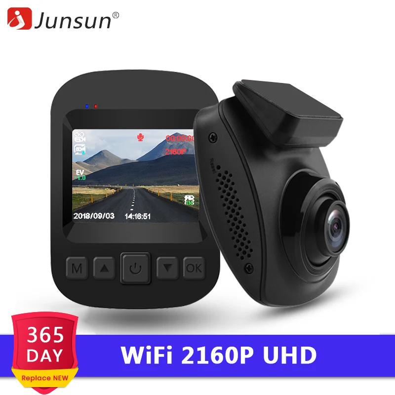 Junsun 4K WiFi Car DVRS 2160P Ultra HD Dashcam 60fps Novatek 96660