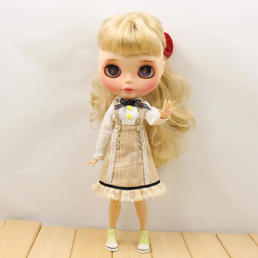 Модная юбка на подтяжках платье рубашка одежда для 12 дюймов 1/6 BJD Dollfie кукла полный вид