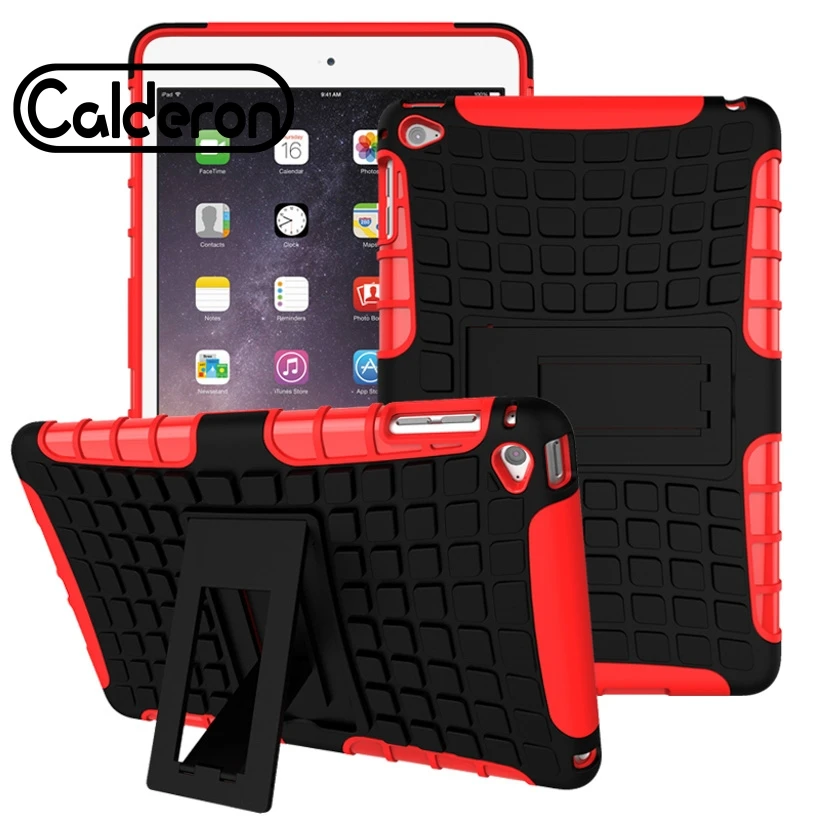 

Kickstand Tablet Case For Apple iPad Mini 4 Case Shockproof Cover Cases For Ipad Mini4 Protective Shell Skin Silicone+PC Armor