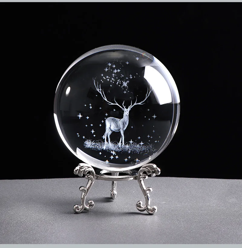 80 мм миниатюрный стеклянный шар Wapiti с 3D лазерной гравировкой, хрустальное украшение, Хрустальная Сфера, домашний декор, украшение, подарок на день рождения, Глобус
