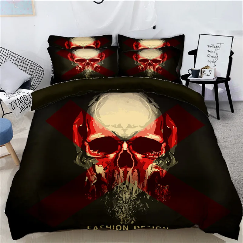 

Skeleton Halloween 3D Bedding Set Quilt Cover Set King Queen Twin Size decorate Home Textiles Drop Ship tete de lit bed cover