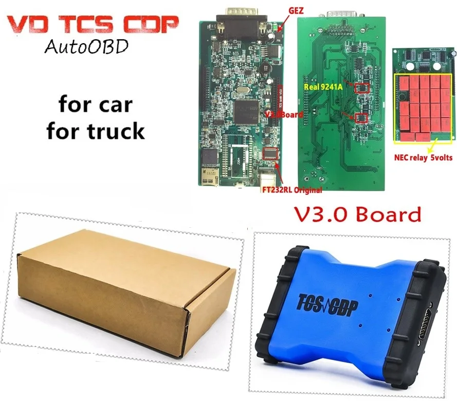 DHL Бесплатная новая модель VD TCS CDP V3.0 доска с Bluetooth и пластиковой коробке! Для