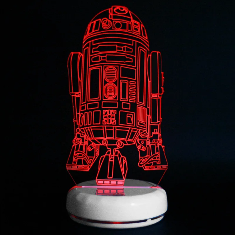 Robot R2D2-B 7 Colors 3D Visual Light Creative Button Type USB Touch Sensor Remote Control LED Night Light For Children Bedroom