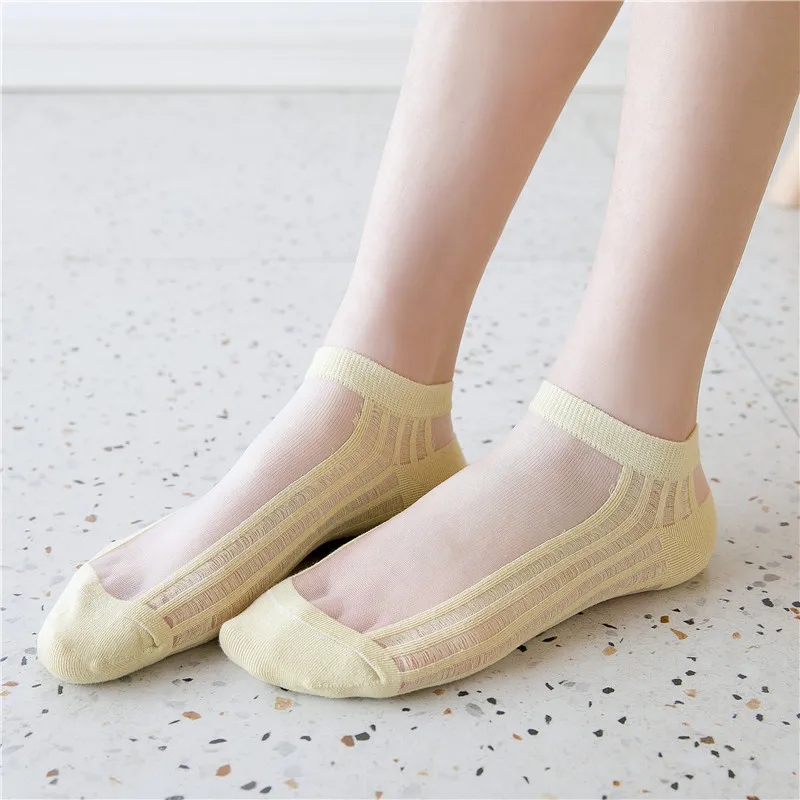 Новые летние женские носки в полоску невидимые цветные тонкие короткие дышащие носки удобные корейские паровые носки