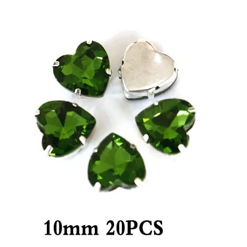 Изумрудные Стразы с пришивными кристаллами, с золотым/серебряным клешом, с плоским основанием, темно-зеленые, с пришивными камнями для украшения одежды Y3508 - Цвет: 10mm 20pcs
