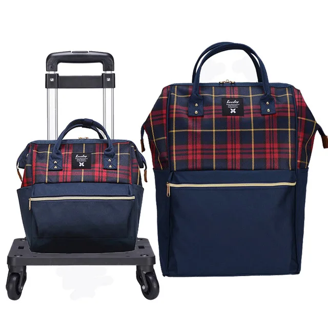 Новая модная Популярная женская сумка на колесиках 20 дюймов, набор для багажа, рюкзак+ сумка, многофункциональная холщовая дорожная сумка - Цвет: 20 inch a set