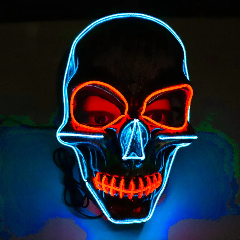 Маска на Хэллоуин, светодиодный светильник, маска в виде черепа, Вечерние Маски, неоновые маски для косплея, светящиеся в темноте маски
