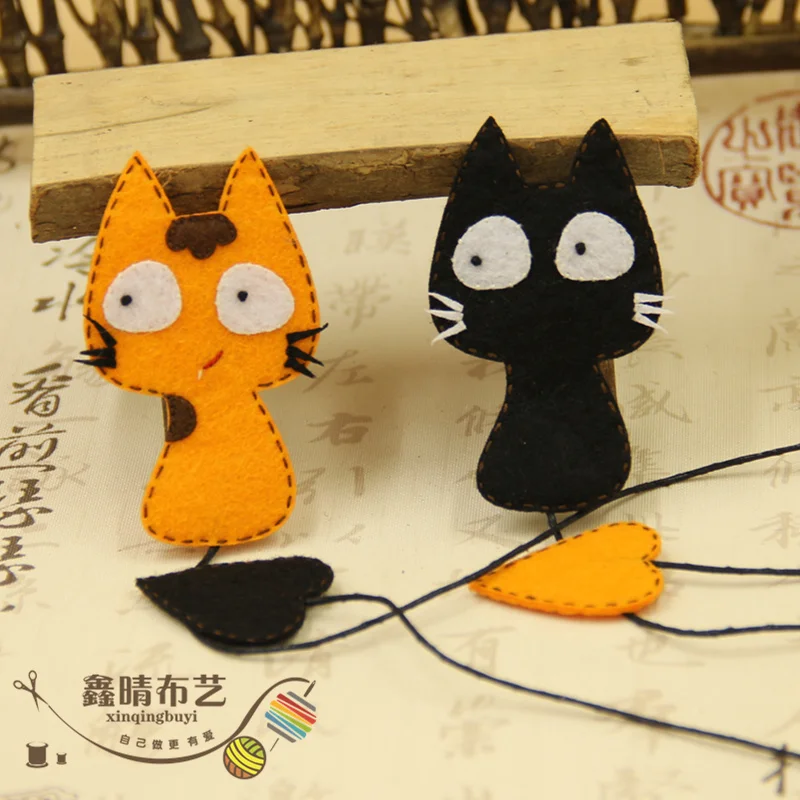Handmade Felt Cat Bookmark Felt Free Cutting Material Diy Package Sewing Materials Bookmark 2pcs
