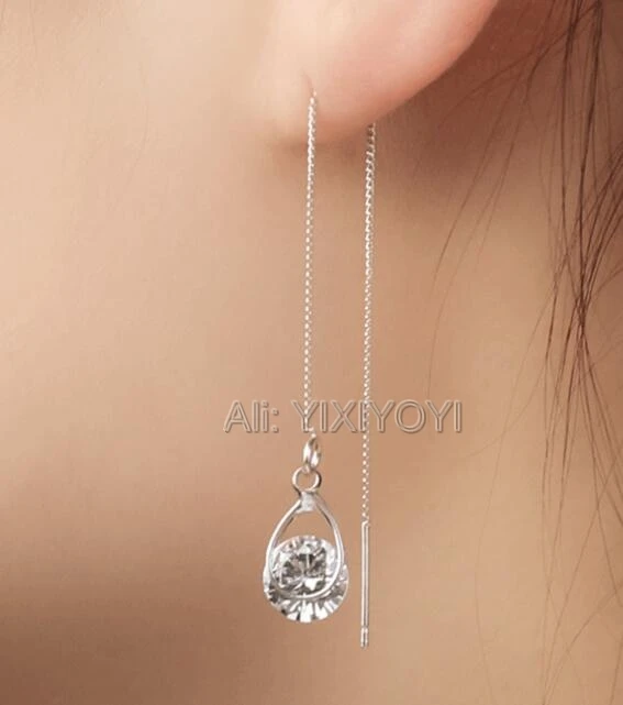 

Beautiful Fashion Woman's Fine Crystal Long Dangle Chain Layer Lucky Earrings Sexy Lady's Earring Jewelry Girl's Gift