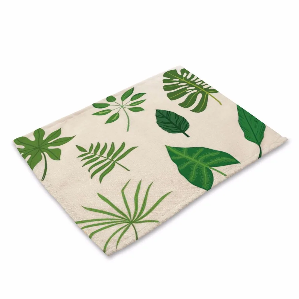 Green Leaves Pattern Table Mat Kitchen Decoration Placemat Table Napkin For Wedding Dining Accessories Table Mat Green Leaves Pattern Table Mat Kitchen Decoration Placemat Table Napkin For Wedding Dining Accessories Table Mat