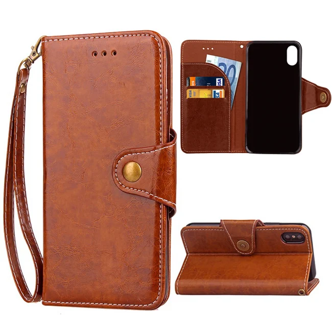 

For iPhone X 8 8P 7G 7 Plus 6S Business Leather Wallet Case Retro Ancient Style With Stand Card Pocket Ultra Thin TPU Inside