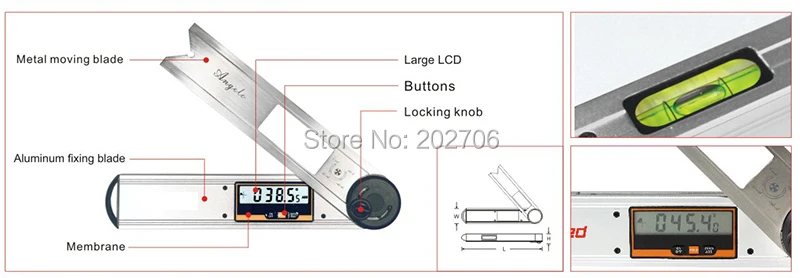 360 градусов цифровой транспортир электронный цифровой дисплей Уровень Инклинометр алюминиевый сплав деревообрабатывающий угломер