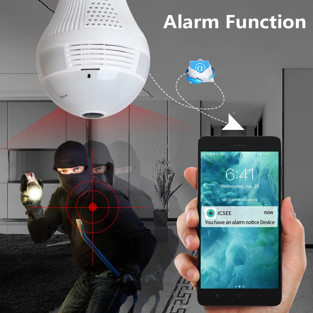  Loosafe 960 Wireless Panoramica Lampada Lampadina Wifi Telecamera di Sicurezza a Casa Cctv Fisheye 