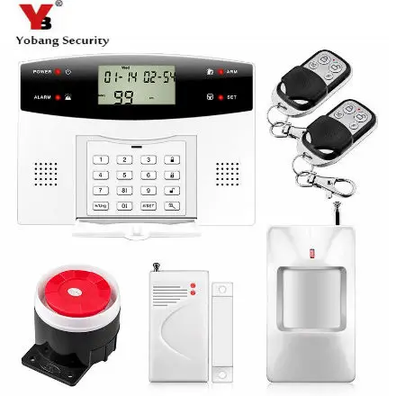 

YoBang Security Wireless GSM Home Alarm System English Russian French Spanish Cezch Door PIR Detector + Wireless Metal Remote.