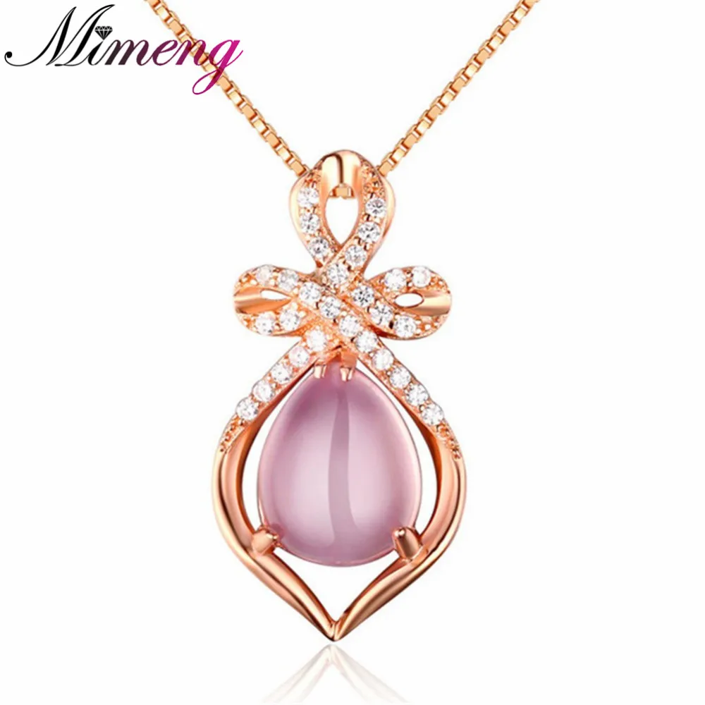 

Christmas Gift Necklace 100% 925 Sterling Silver Pendant Necklace Nature Ross Quartz Ellipse Pendant Top Quality