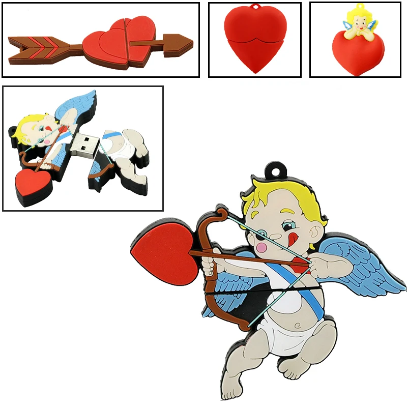 

USB Flash Drive Pen Drive Red Heart Wedding Gift 32GB 8GB Bulk U Disk Lovely Boy Flash Memory Stick Pendrive Mini Cupid Usb