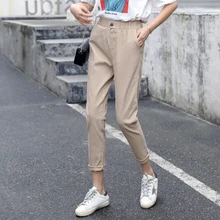 Повседневные женские джинсы с эластичной резинкой на талии, джинсы-шаровары длиной до щиколотки, женские летние штаны, повседневные брюки размера плюс