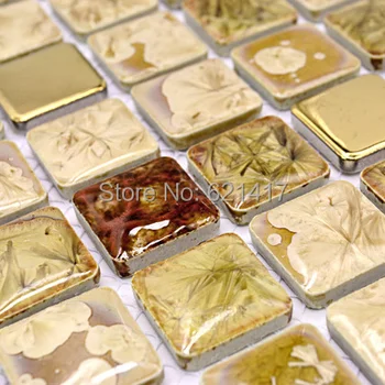 

Yellow gold khaki porcelain mosaic kitchen backsplashl tile HMCM1009L bathroom porcelain floor tiles ceramic mosaic tiles