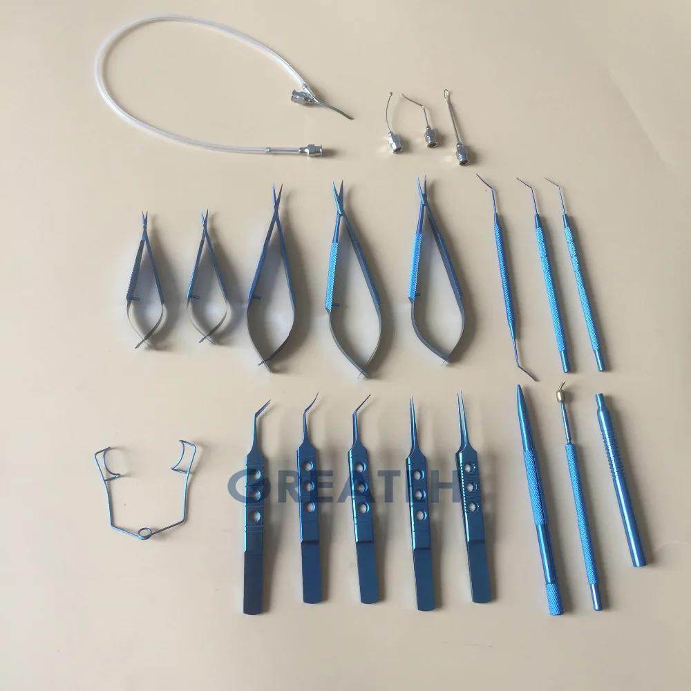 

Ophthalmic Instruments sterilization Stainless Steel tray box sterilization Two Layer 21PCS Titanium Cataract Set Tools