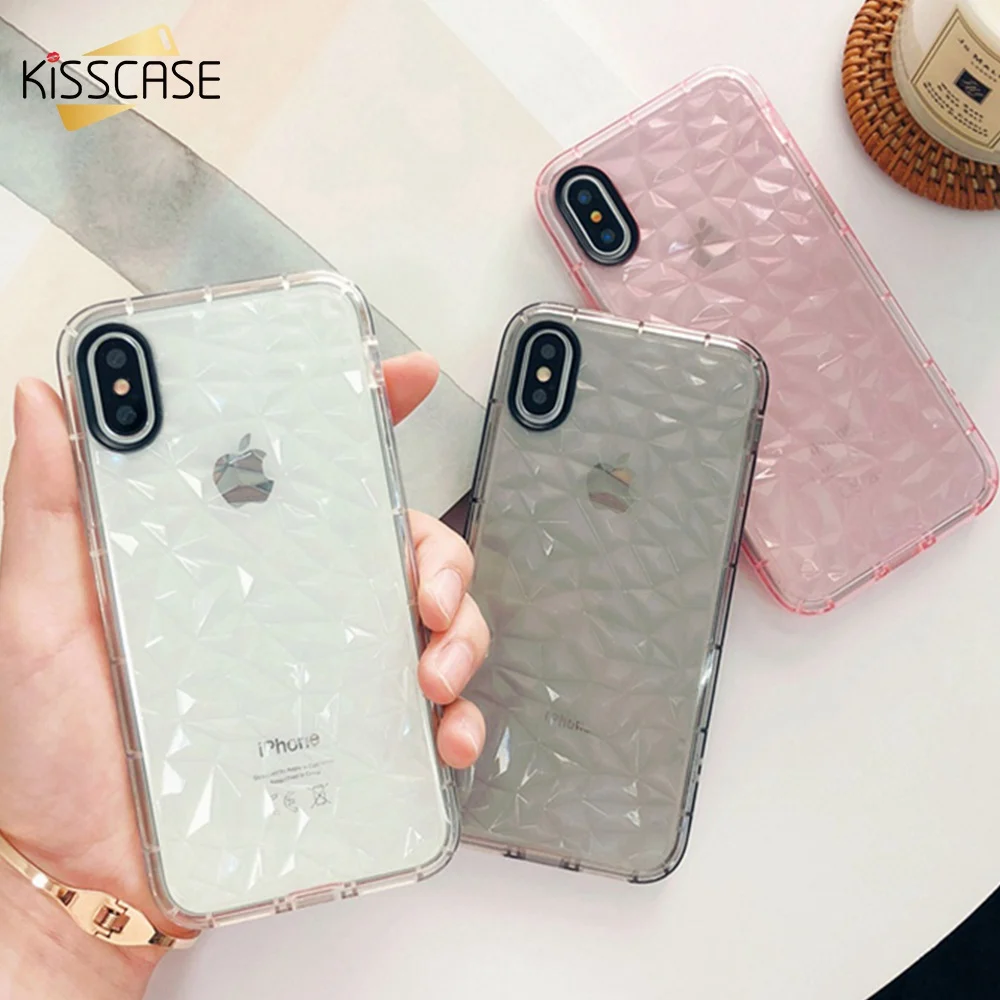 

KISSCASE Cases For iPhone 6S 6 7 8 Plus Cover Ultra Thin Transparent Soft TPU Diamond Patterned Phone Shell For iPhone 5S 5 SE X