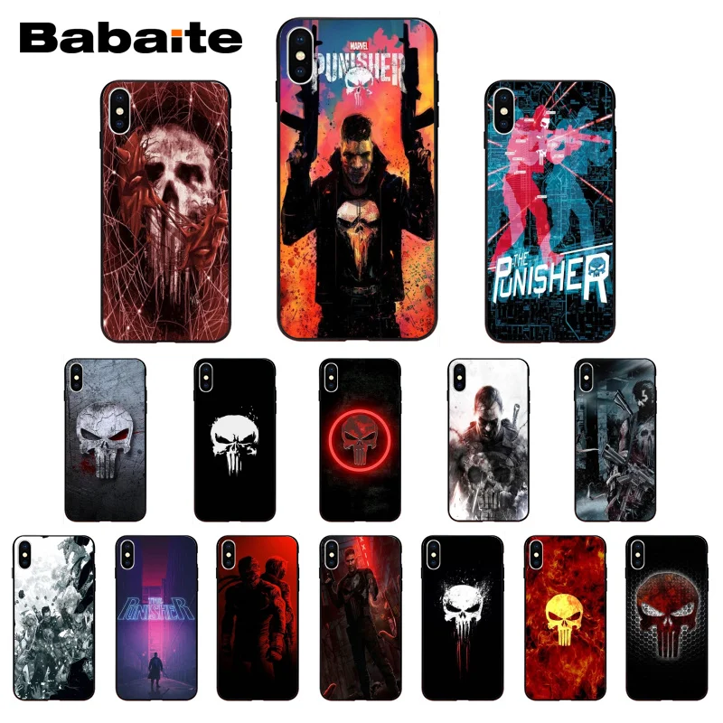 

Babaite The Punisher Skull Coque Shell Phone Case for iPhone 6S 6plus 7 7plus 8 8Plus X Xs Xr XsMax 5 5S 5C SE11 11pro 11promax