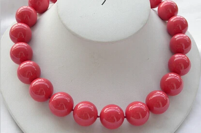 

Free shipping >>@ >818 17" 20mm coral-red round SOUTH SEA SHELL PEARL NECKLACE