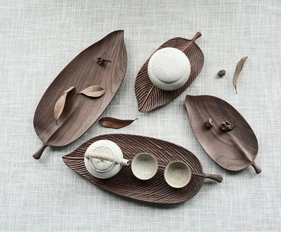 Pandapark, креативный деревянный чайный поднос в форме листа, Пуэр Улун, китайский чайный набор, чайный горшок, поднос, высокое качество, Dienblad PPM025