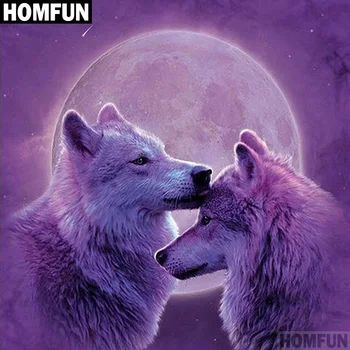 

HOMFUN Full Square/Round Drill 5D DIY Diamond Painting "Wolves & moonlight" 3D Embroidery Cross Stitch 5D Decor Gift A00642