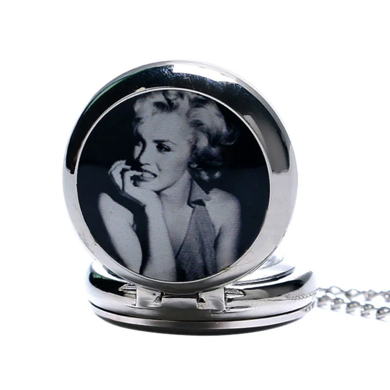 Marilyn Monroe Design Quartz Pocket Watch With Sweater Necklace Chain Free Drop Shipping Best Gift To Women Ladies Girls