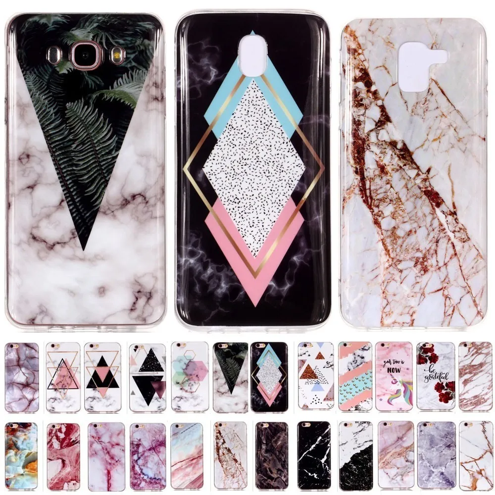 Case for Samsung Galaxy J3 J5 J7 2017 J4 J6 J8 2018 J330 J530 Soft TPU Luxury Granite Marble Stone Colorful Pattern Back Covers |