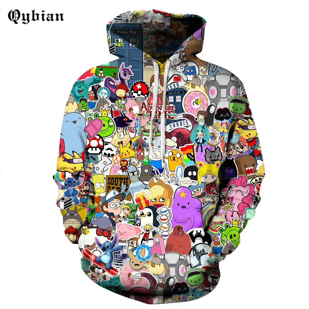 

Qybian New Sweatshirts Fashion Men Hoodies Marvel 3D Adventure Time Carton Comic Printed Sweatshirts Men Clothing Free Shipping
