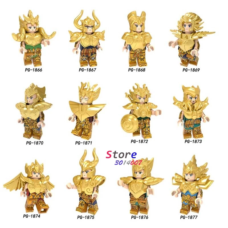 

1/Set Gold Saint Pisces Libra Scorpio Sagittarius Aquarius Dohko Milo Aiolos Shura Camus building blocks toys for children