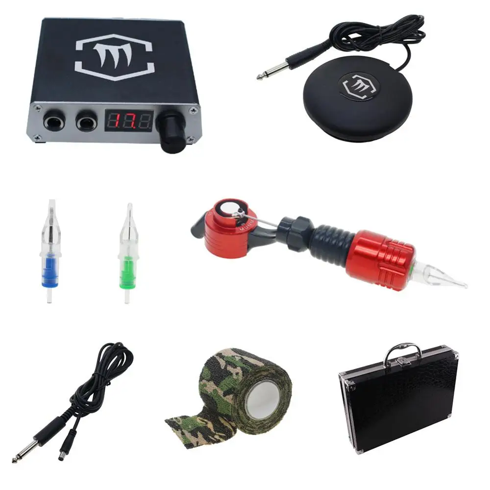 

Rotary Tattoo Machine Gun Kit with Digtal Tattoo Power Supply Needles Grip for Tattoo Supply KT021