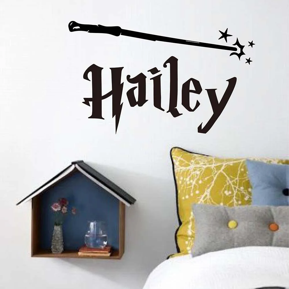 

Harry Potter Style Personalized Name Vinyl Wall Decal Lettering MAGIC WAND Decor for Nursery Room Children's Room 8145C