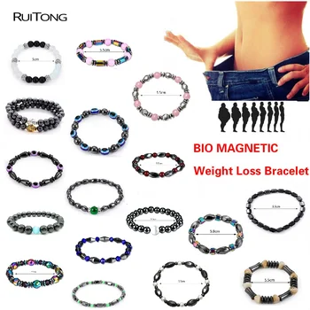 

18 Styles Weight Loss Magnet Bracelet Health Care Luxury Slimming Product Round Black Stone Therapy Bracelet