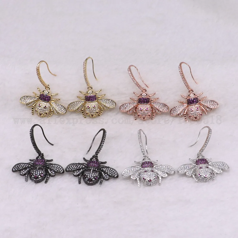 3 pairs bugs earrings colorful Insects fly Bee hook earrings for lady