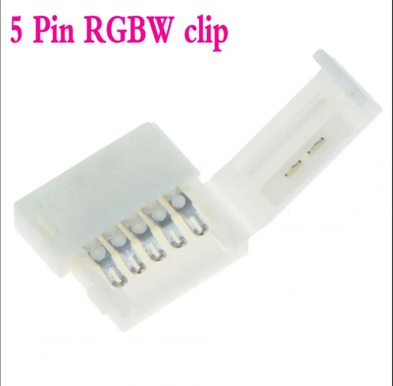 

10pcs 5pin Clip, 5 pin RGBW Connector For 12mm width 5050 RGB+W RGB+WW Led Light Strips
