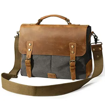 

Man's Canvas Briefcase Business Shoulder Crossbody Bag Messenger Bag