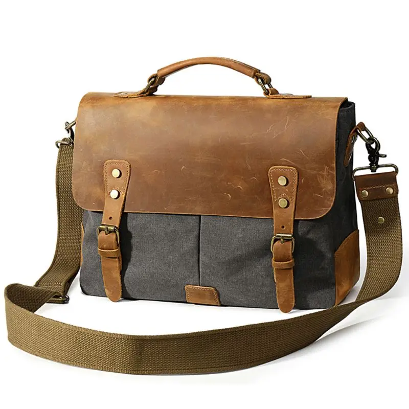 

Men's Canvas Briefcase Business Shoulder Crossbody Bag Messenger Bag