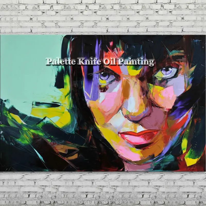 

Hand painted Francoise Nielly Palette knife portrait Face Oil painting Character figure canva wall Art picture 11-22