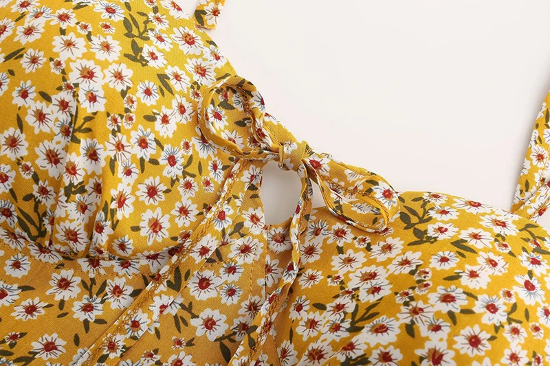 Forefair Mini Floral Dress Yellow  (14)