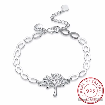

Charming Jewelry Tree Bracelet Bangles Pretty 925 Sterling Silver Accessories Tree Of Life Pendant Pulseras present For Girl