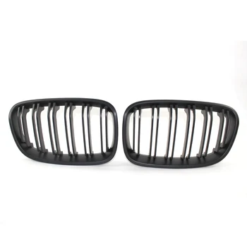 

Pair Front Kidney Grille Grill 2-Line For BMW F20 1 Series 11-2014 5 Door F21 3 Door 11-14 Hatchback Matte Black 118i 125i 120i