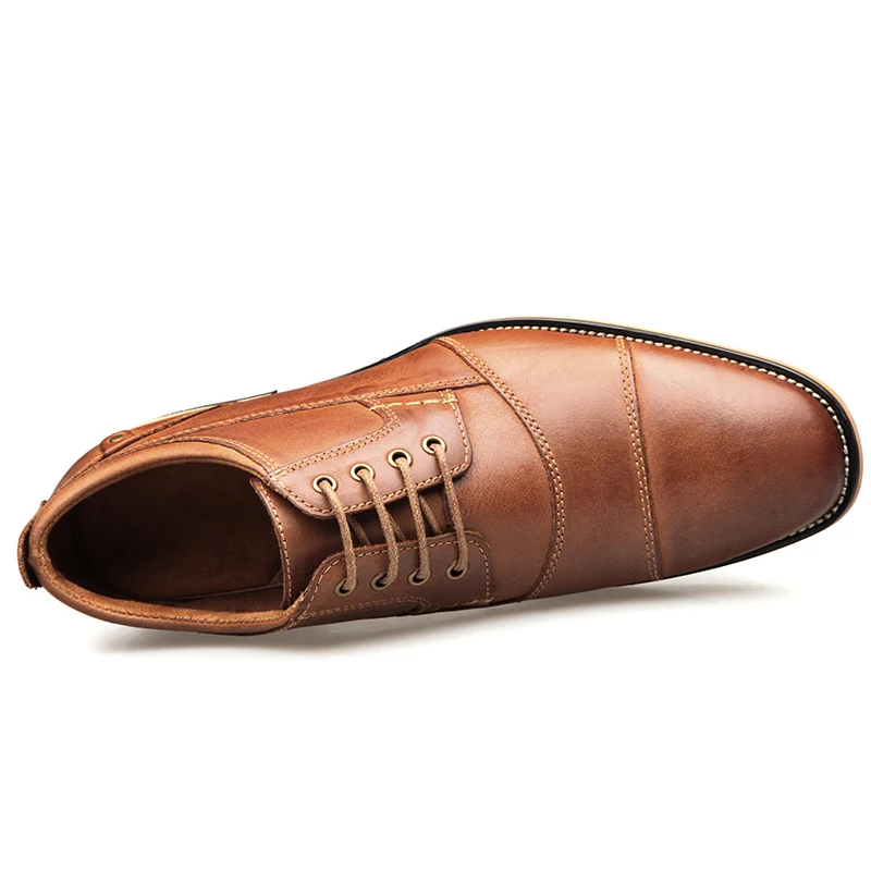 Men Dress shoes formal shoes men's Handmade business wedding Big Size genuine Leather Lace-up Male leather shoes