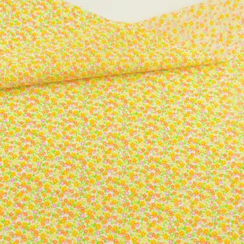 

Cotton Fabric Orange and Yellow Flower Geometry Designs Patchwork Clothing Doll Scrapbooking Home Textile Decoration Fat Quarter