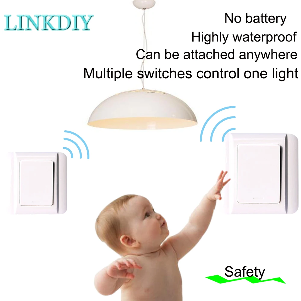 LINKDIY Беспроводной дистанционный пульт выключатель света без батареи не нужно